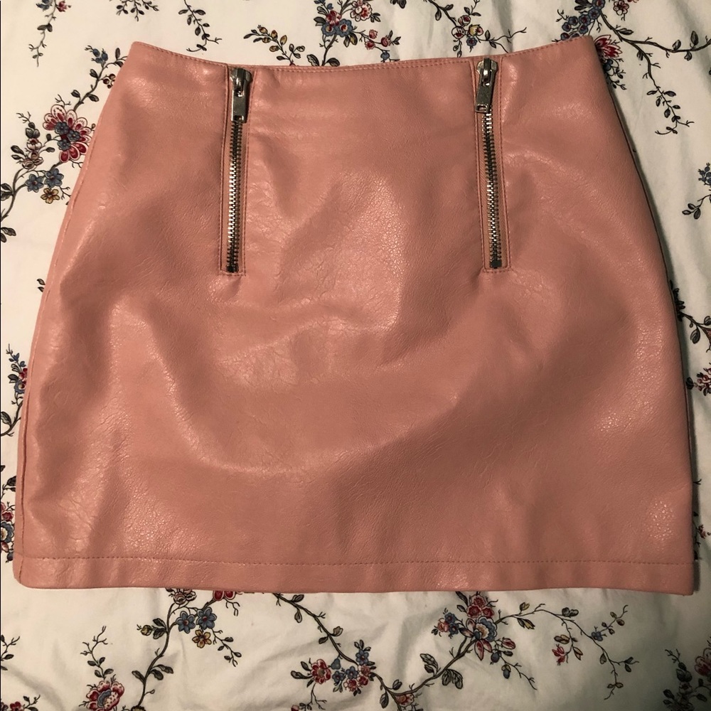 Pink pleather skirt